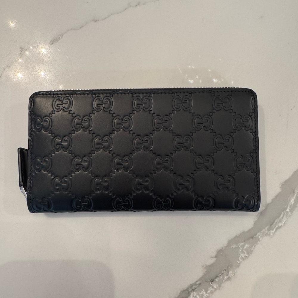 Gucci Dark Gray Embossed Leather Wallet